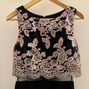 Betsy & Adam Black and Pink Evening Gown